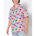 Space Alien Smiley Face Button Down Shirt at Spencer's