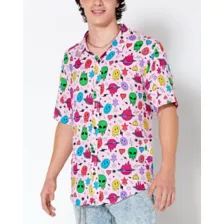 Space Alien Smiley Face Button Down Shirt at Spencer's