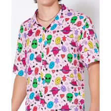 Space Alien Smiley Face Button Down Shirt at Spencer's