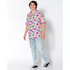 Space Alien Smiley Face Button Down Shirt at Spencer's