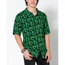 Weed Leaf Button Down Shirt at Spencer's