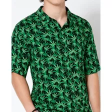 Weed Leaf Button Down Shirt at Spencer's