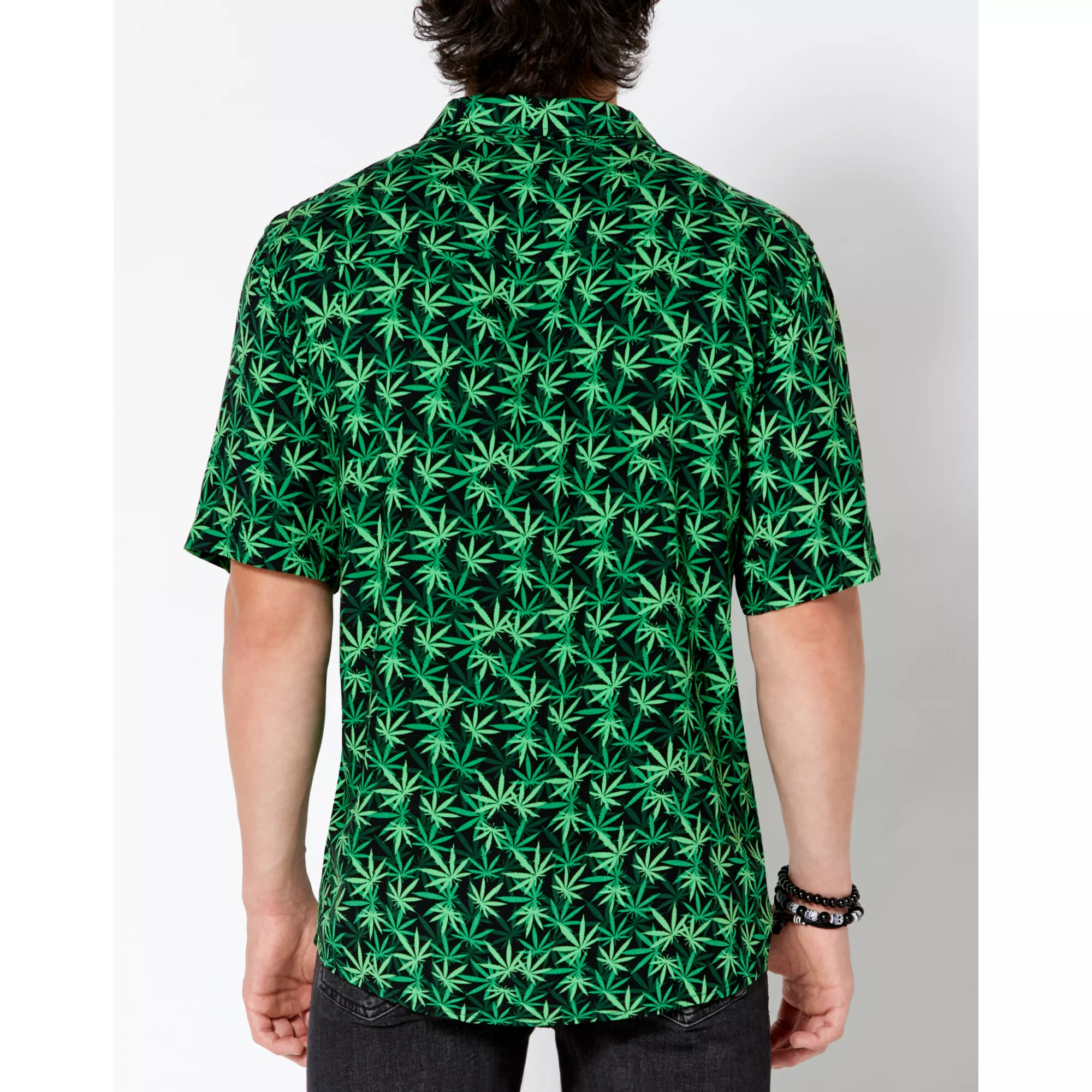 Weed Leaf Button Down Shirt at Spencer's