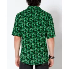 Weed Leaf Button Down Shirt at Spencer's