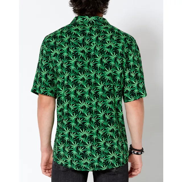 Weed Leaf Button Down Shirt at Spencer's