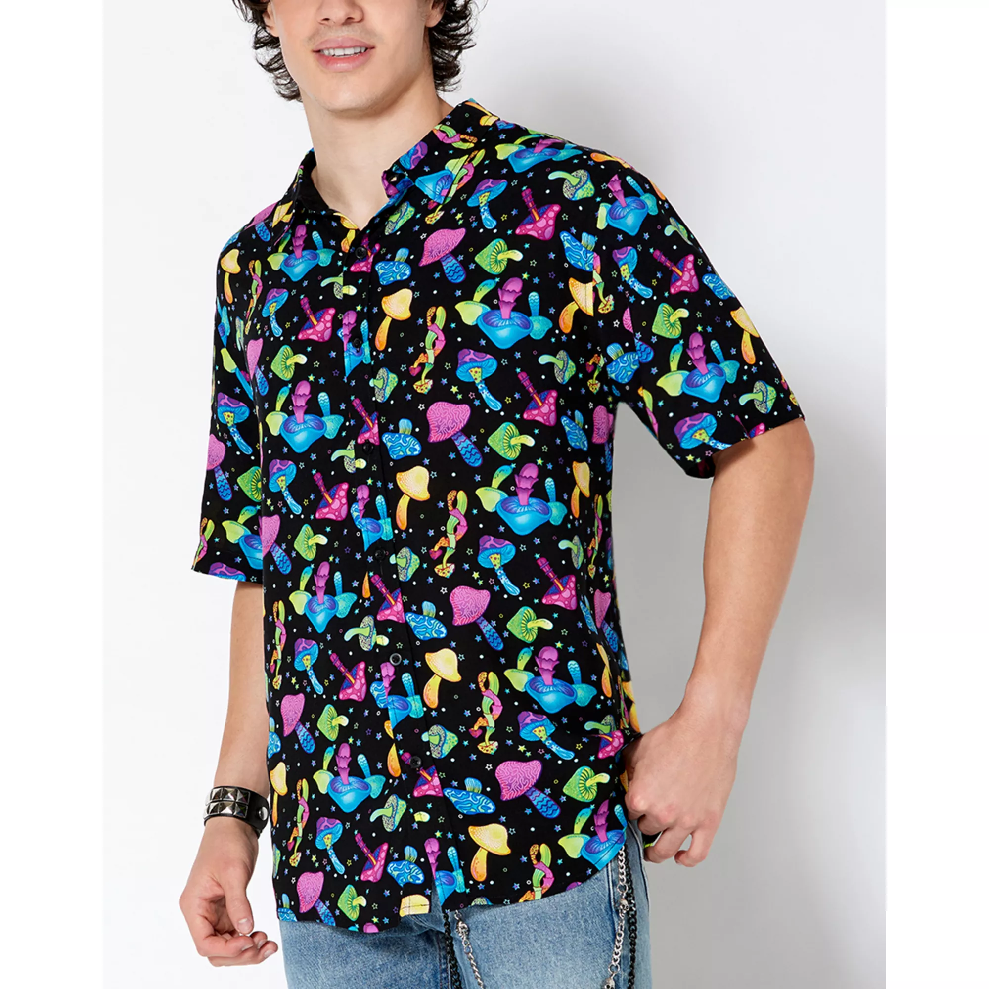 Mushroom Button Down Shirt at Spencer's