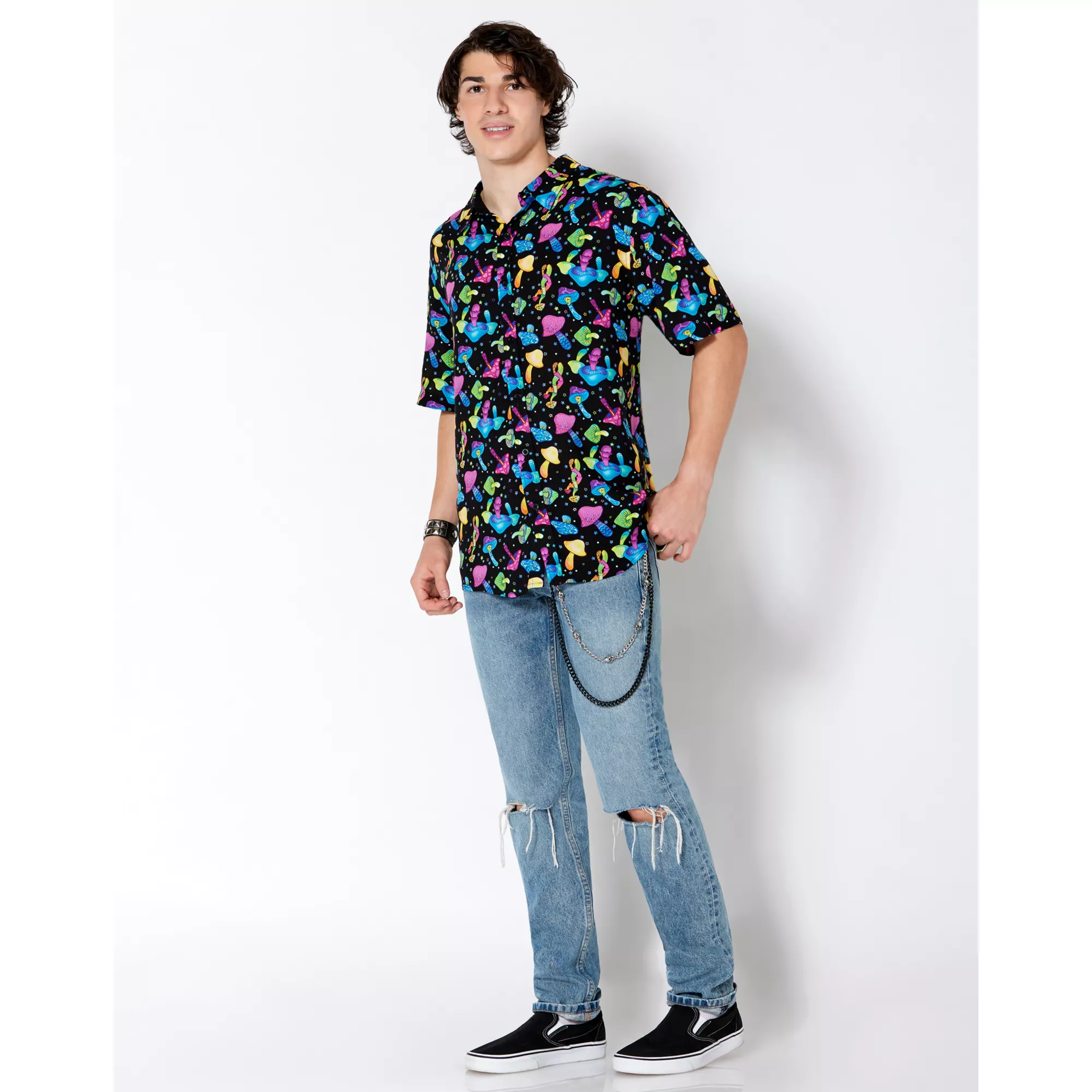 Mushroom Button Down Shirt at Spencer's