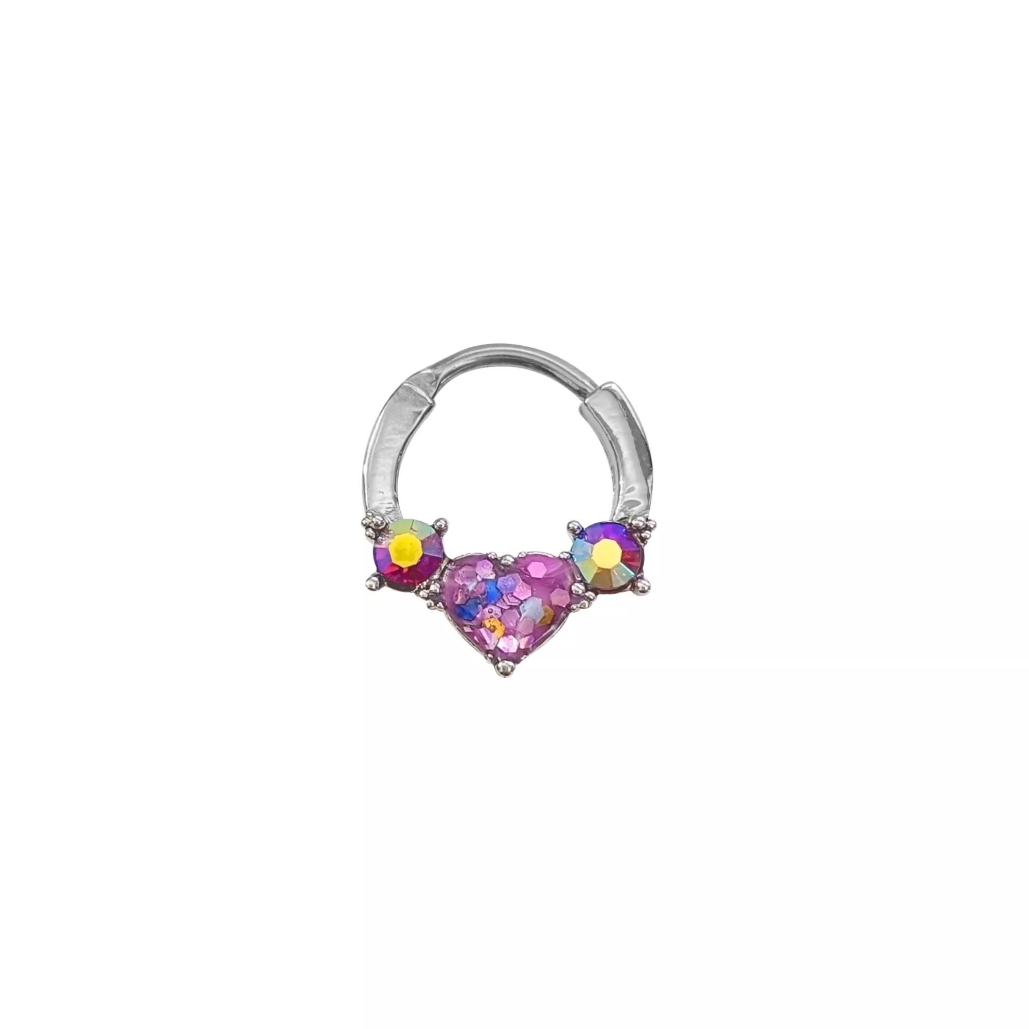CZ Glitter Heart Septum Ring - 16 Gauge at Spencer's