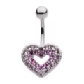 CZ Pink Heart Belly Ring - 14 Gauge at Spencer's