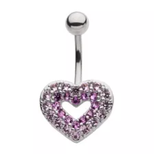 CZ Pink Heart Belly Ring - 14 Gauge at Spencer's