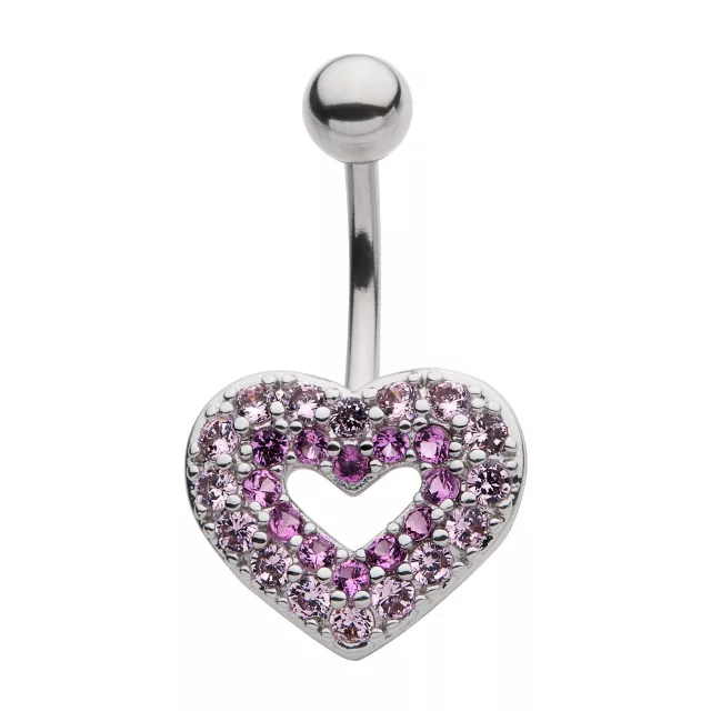 CZ Pink Heart Belly Ring - 14 Gauge at Spencer's