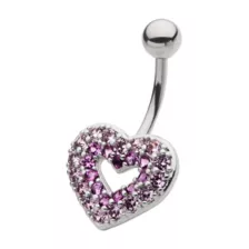 CZ Pink Heart Belly Ring - 14 Gauge at Spencer's