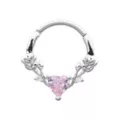 Pink Heart CZ Rose Hinged Septum Ring - 16 Gauge at Spencer's
