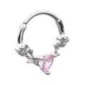 Pink Heart CZ Rose Hinged Septum Ring - 16 Gauge at Spencer's