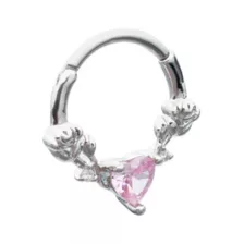 Pink Heart CZ Rose Hinged Septum Ring - 16 Gauge at Spencer's