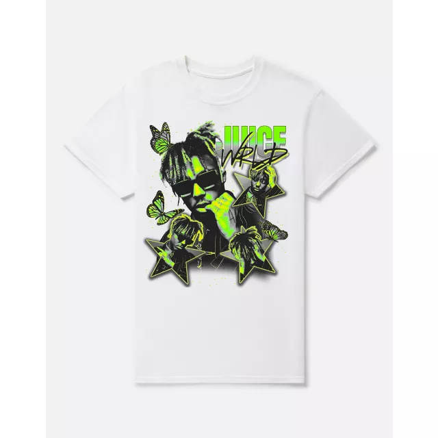White and Green Juice WRLD Stars T Shirt - Juice WRLD at Spencer's