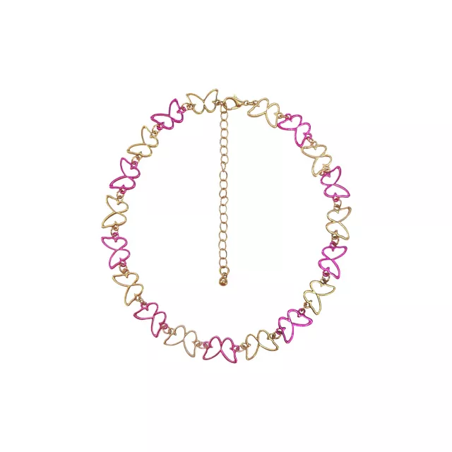 Pink and Goldtone Butterfly Chain Choker Necklace at Spencer's