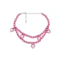 2 Row Pink Iridescent Heart Chain Choker Necklace at Spencer's