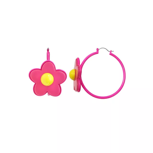Hot Pink Flower Hoops - 18 Gauge at Spencer's