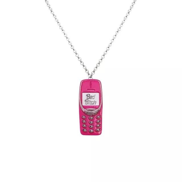 Pink Bad Bitch Cellphone Chain Necklace at Spencer's