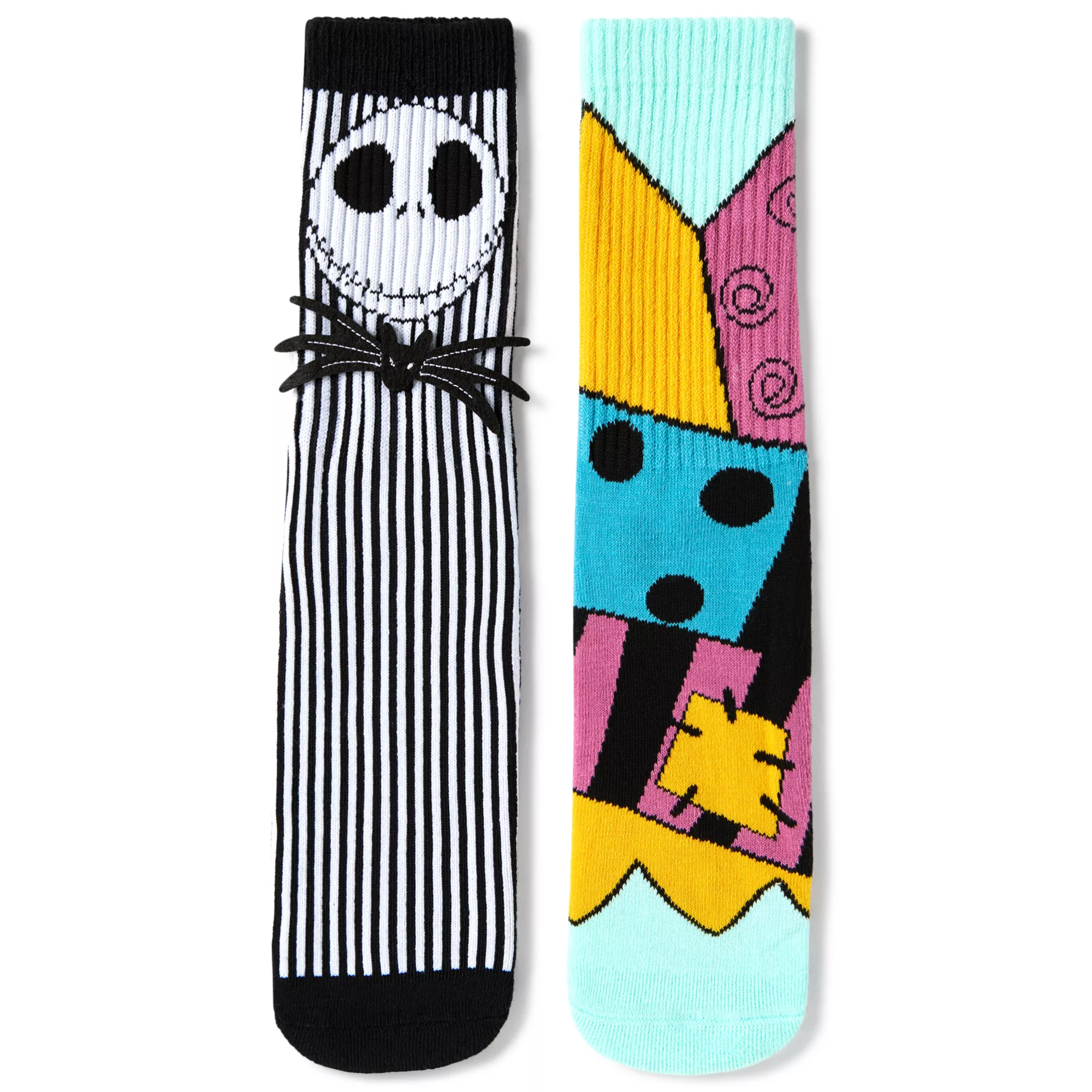 Multi-Pack Jack Skellington and Sally Crew Socks 2 Pack - The Nightmare Before Christmas at Spencer's