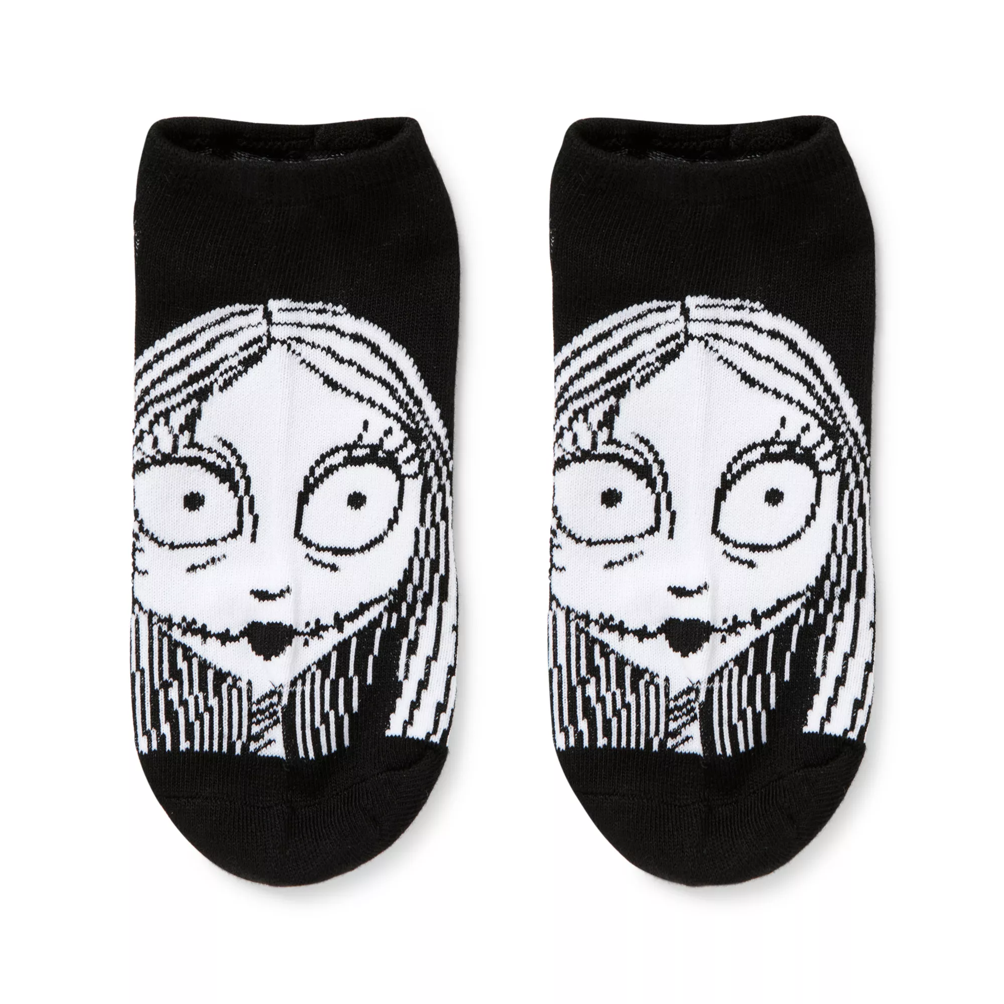 Multi-Pack Black and White Jack Skellington and Sally Ankle Socks 5 Pair- The Nightmare Before Christmas at Spencer's