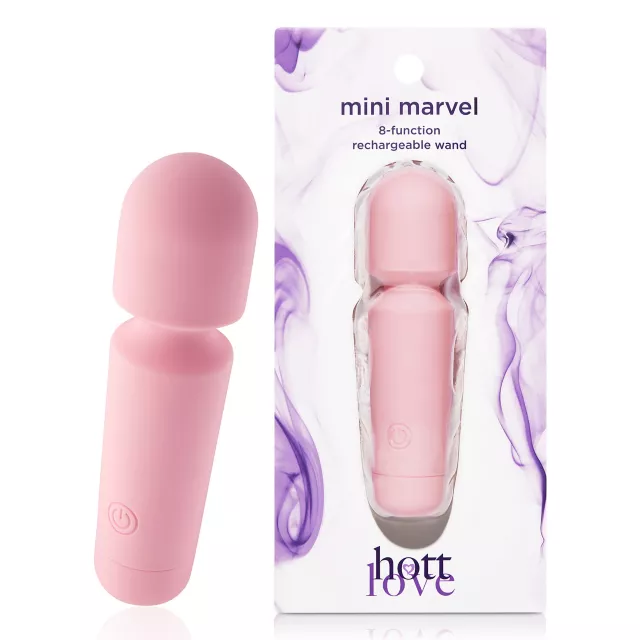 Pink Mini Marvel 8-Function Rechargeable Wand 4.5 Inch -  Hott Love at Spencer's