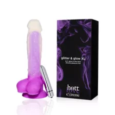 Glow in the Dark Glitter and Glow Vibrating Dildo 8.5 Inch - Hott Love Extreme at Spencer's