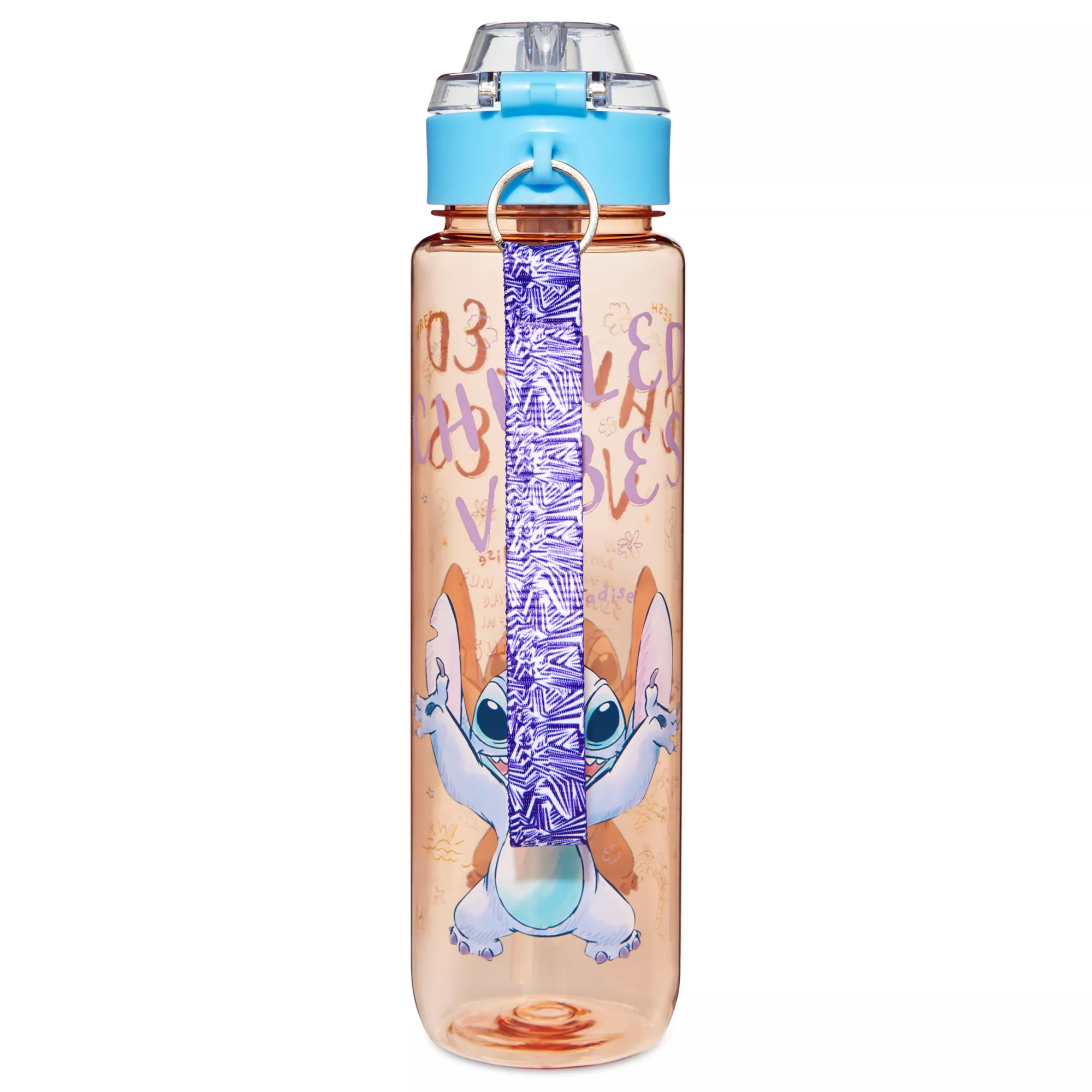 Stitch Chilled Vibes Water Bottle with Straw and Wrist Strap 32 oz. - Lilo & Stitch at Spencer's