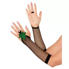 Weed Leaf Mesh Fingerless Gloves at Spencer's