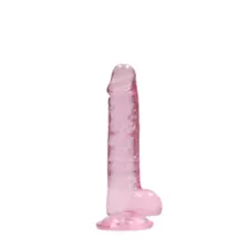 Pink Realistic Suction Cup Dildo with Balls - 7.5 Inch at Spencer's