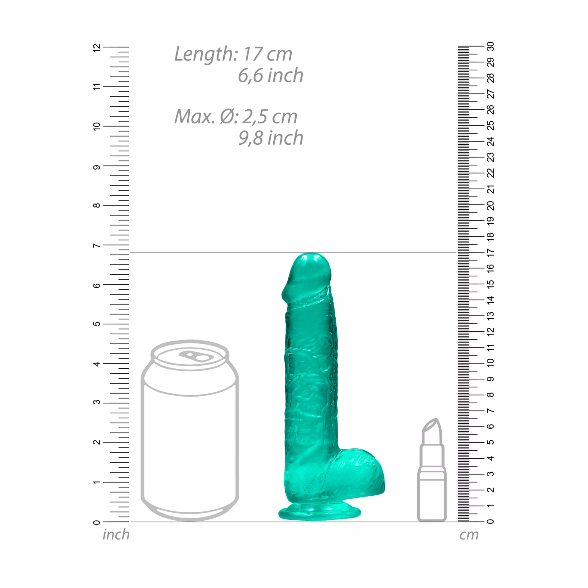 Turquoise Realistic Suction Cup Dildo with Balls - 6.7 Inch at Spencer's