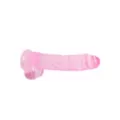 Clear Pink Realistic Suction Cup Dildo with Balls - 9 Inch at Spencer's