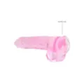 Clear Pink Realistic Suction Cup Dildo with Balls - 9 Inch at Spencer's