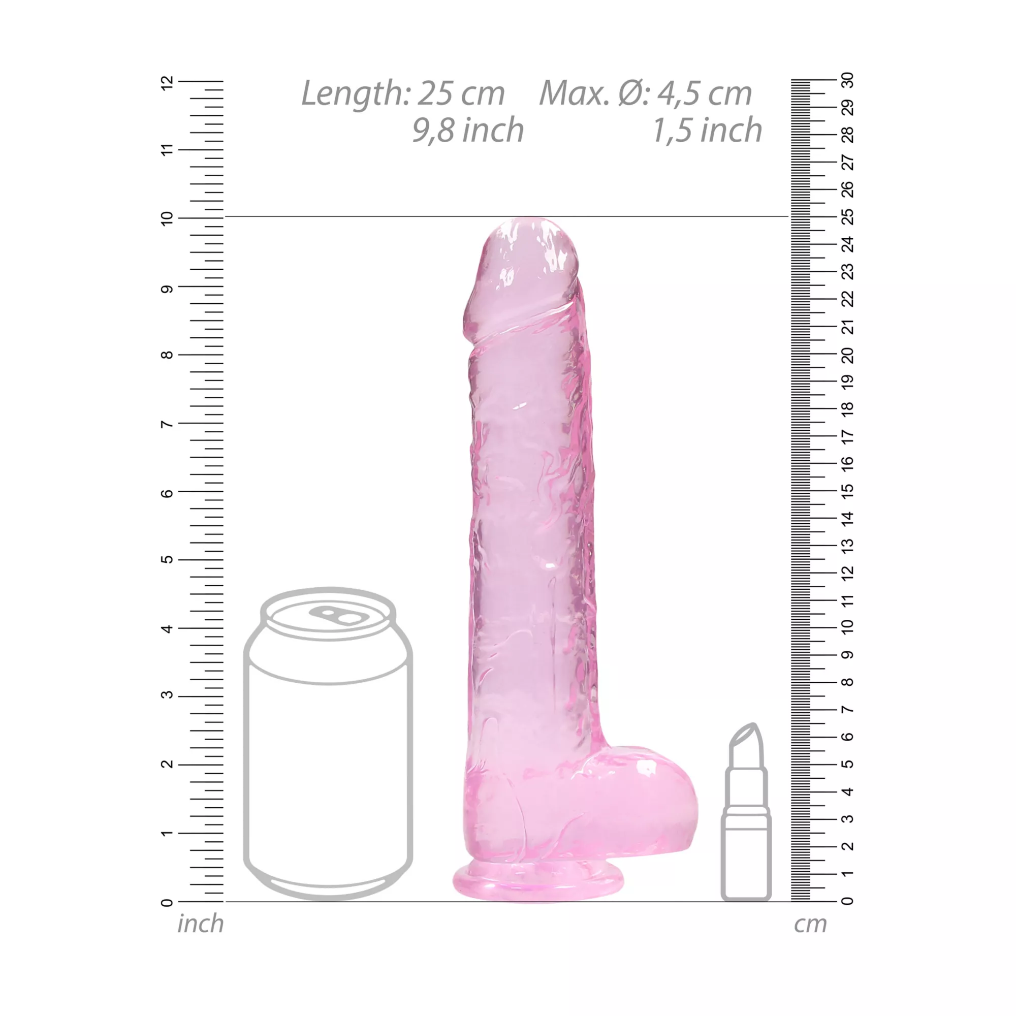 Clear Pink Realistic Suction Cup Dildo with Balls - 9 Inch at Spencer's
