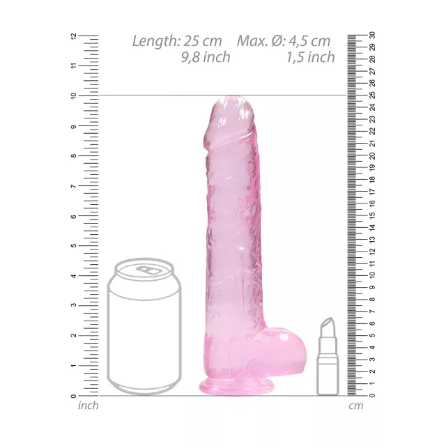 Clear Pink Realistic Suction Cup Dildo with Balls - 9 Inch at Spencer's