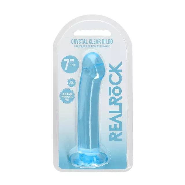 Clear Blue Non-Realistic Suction Cup Dildo - 7 Inch at Spencer's