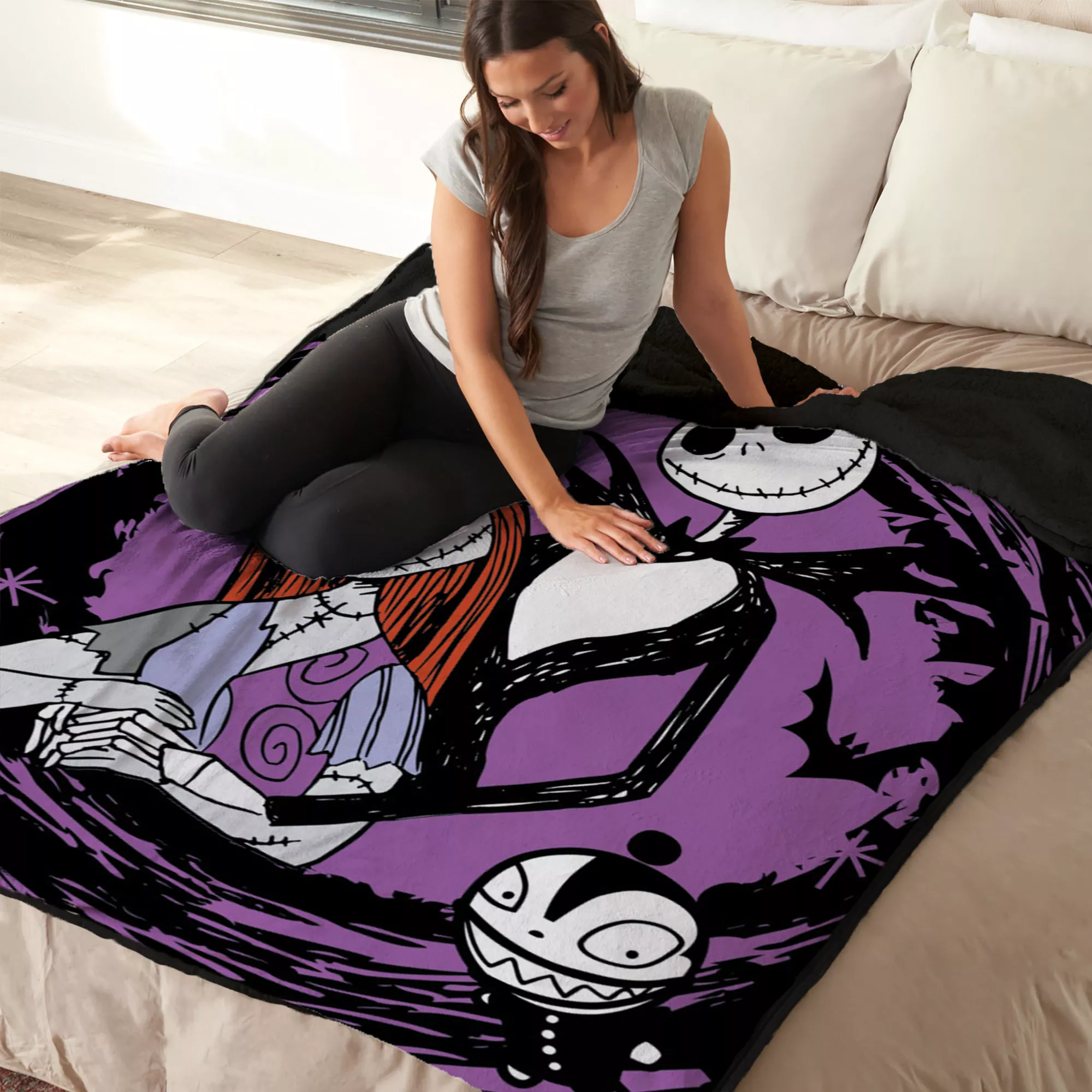 Jack Skellington and Sally Portrait Sherpa Fleece Blanket - The Nightmare Before Christmas