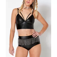 Black Strappy Fringe Bra at Spencer's