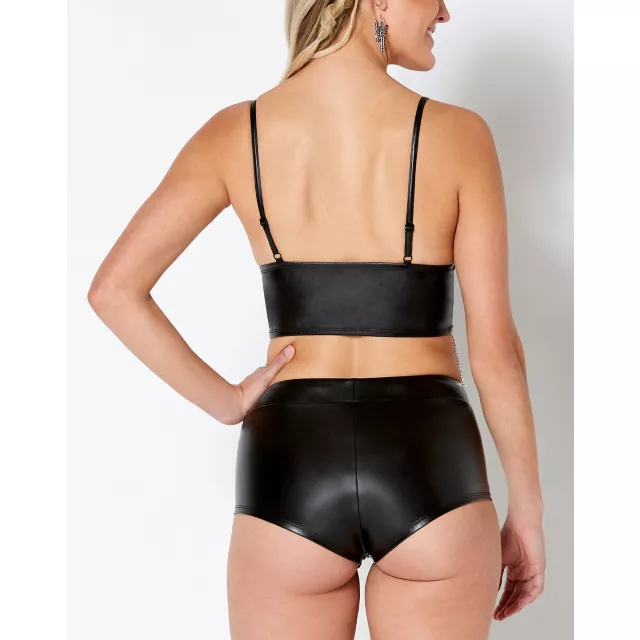 Black Strappy Fringe Bra at Spencer's