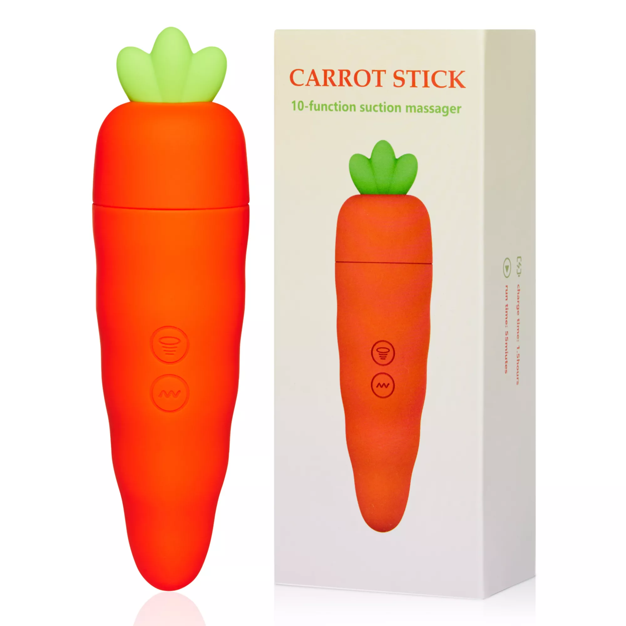 Carrot Stick 10-Function Rechargeable Waterproof Suction Massager - 5.7 Inch at Spencer's