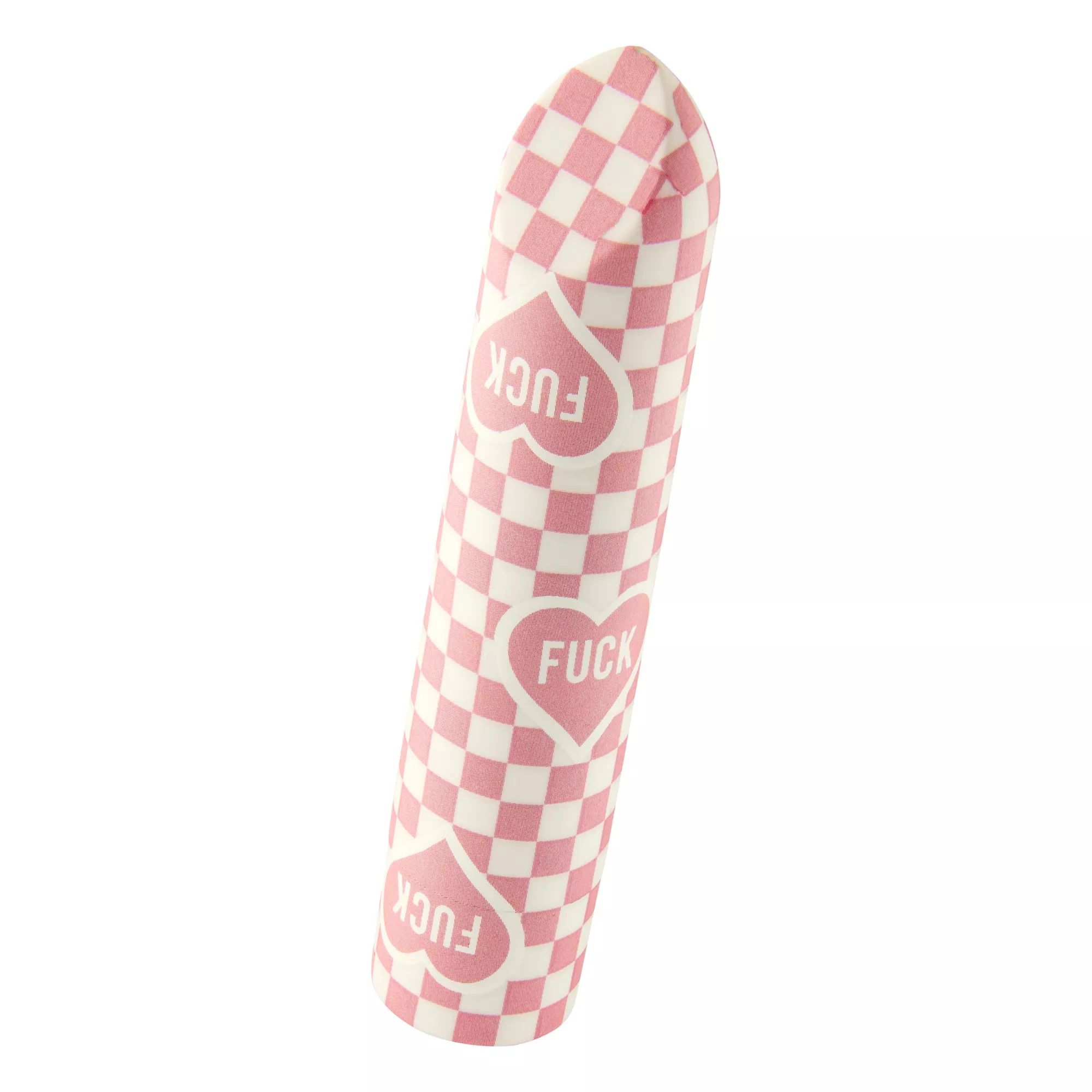 Fuck Love 10-Function Pink Checkered Rechargeable Vibrator 3.5 Inch - Sexology at Spencer's