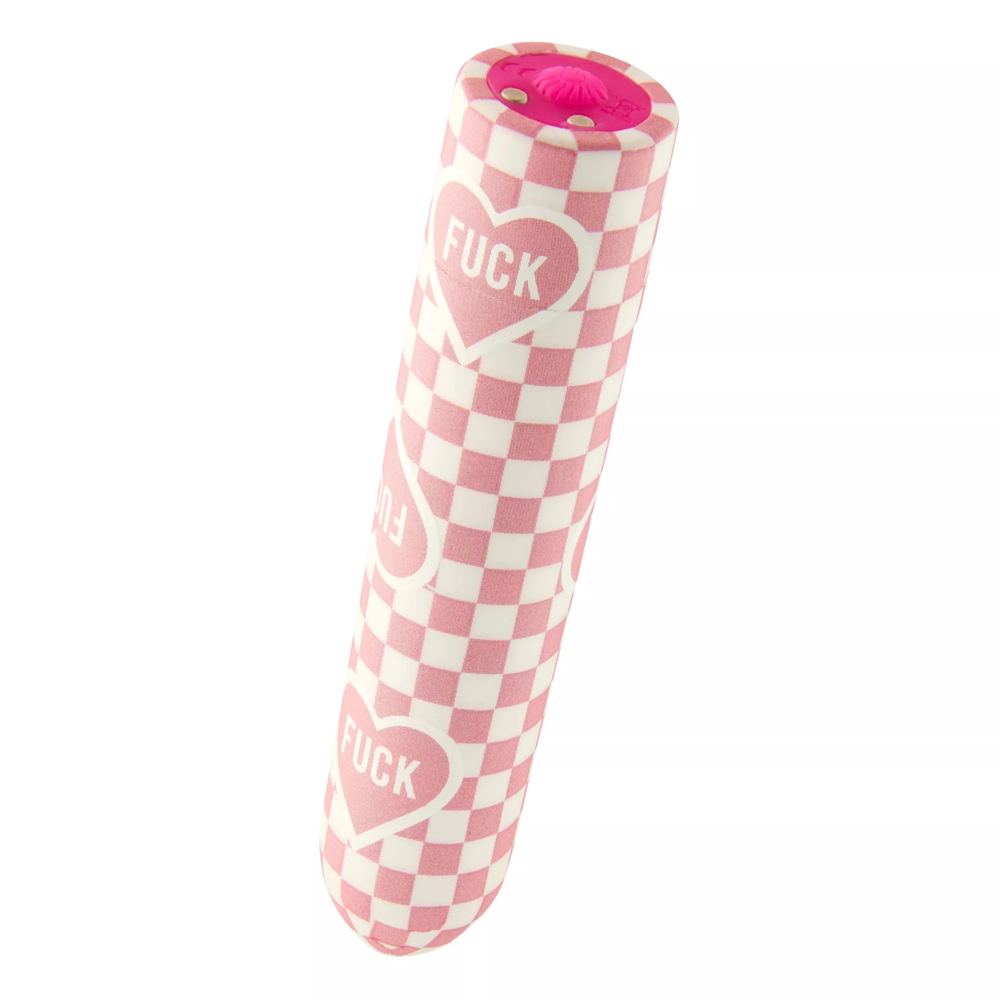 Fuck Love 10-Function Pink Checkered Rechargeable Vibrator 3.5 Inch - Sexology at Spencer's