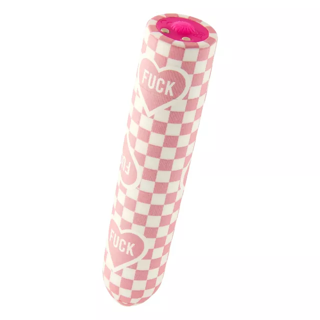 Fuck Love 10-Function Pink Checkered Rechargeable Vibrator 3.5 Inch - Sexology at Spencer's