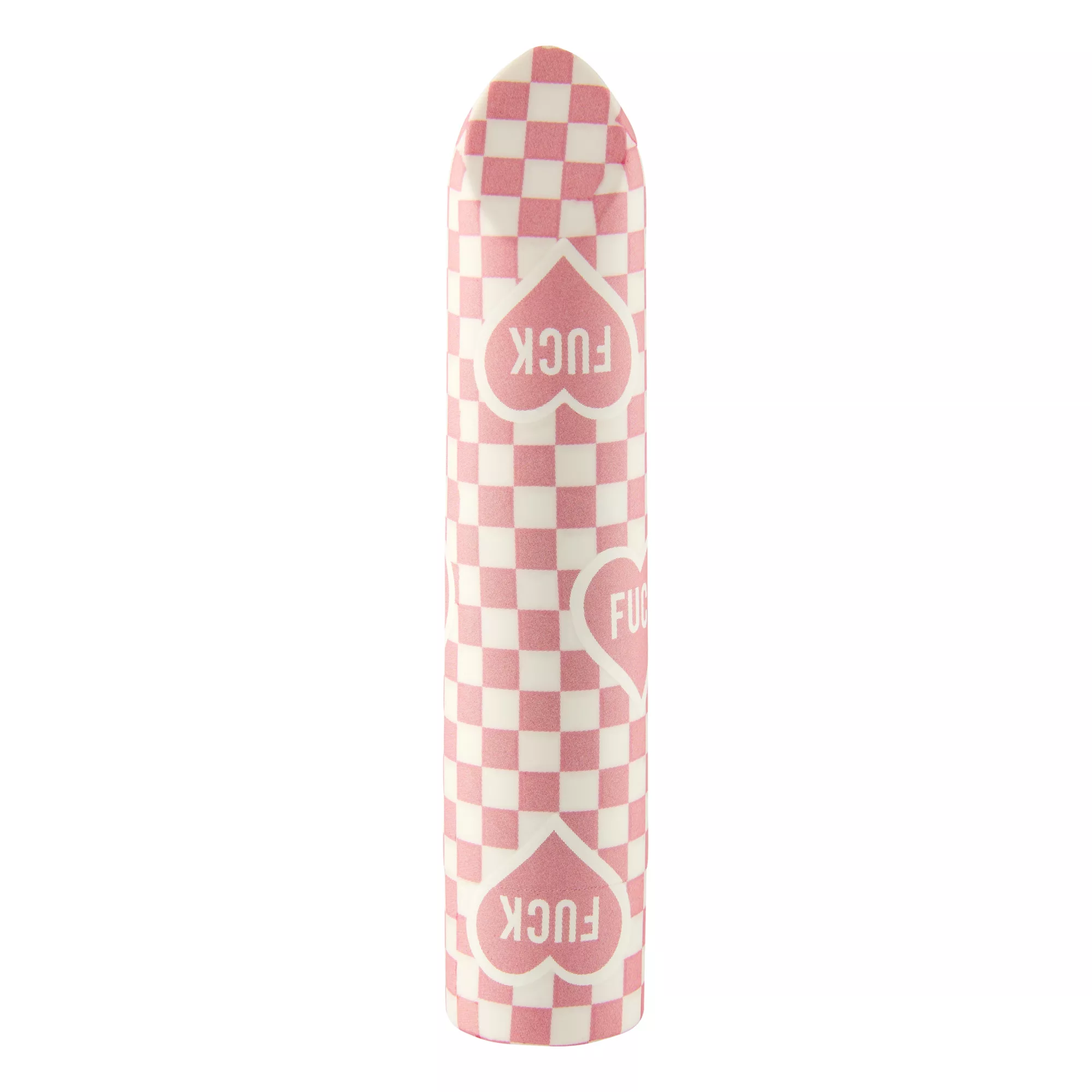 Fuck Love 10-Function Pink Checkered Rechargeable Vibrator 3.5 Inch - Sexology at Spencer's