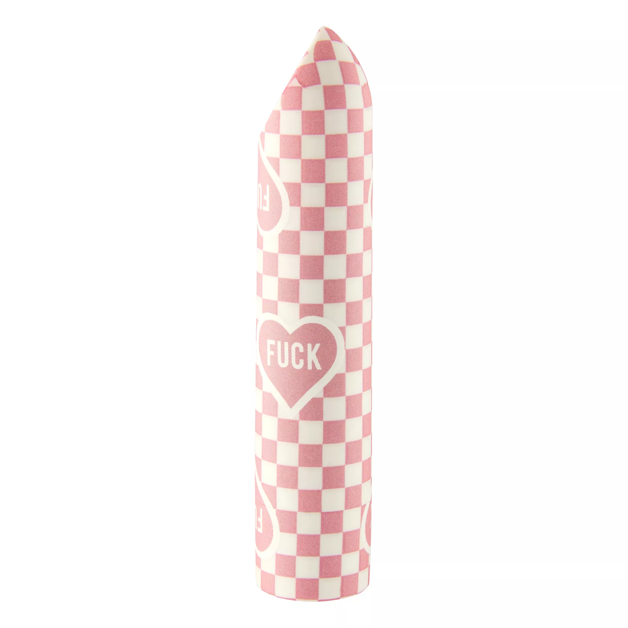 Fuck Love 10-Function Pink Checkered Rechargeable Vibrator 3.5 Inch - Sexology at Spencer's