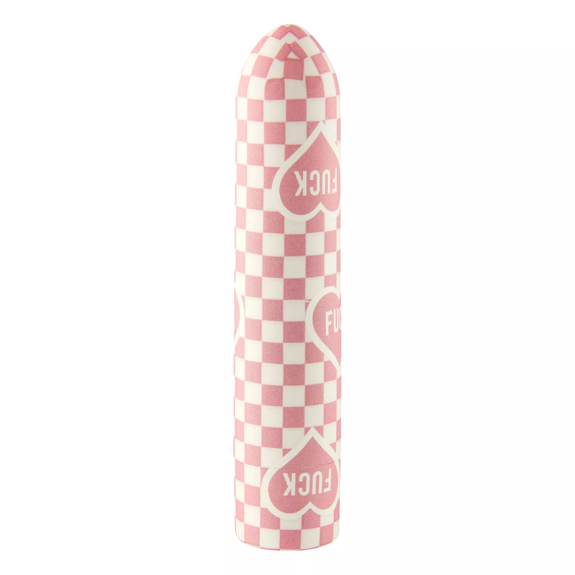 Fuck Love 10-Function Pink Checkered Rechargeable Vibrator 3.5 Inch - Sexology at Spencer's