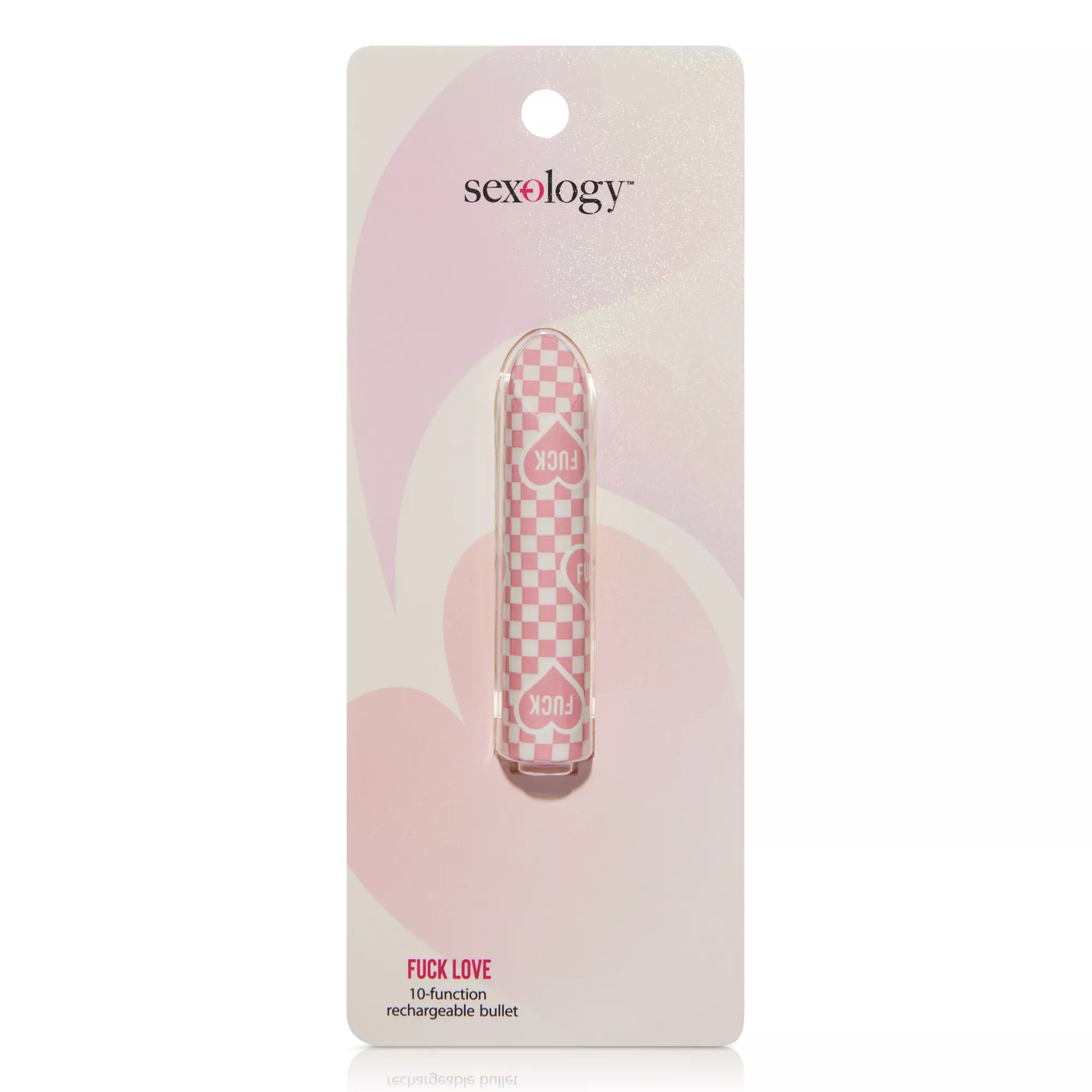 Fuck Love 10-Function Pink Checkered Rechargeable Vibrator 3.5 Inch - Sexology at Spencer's