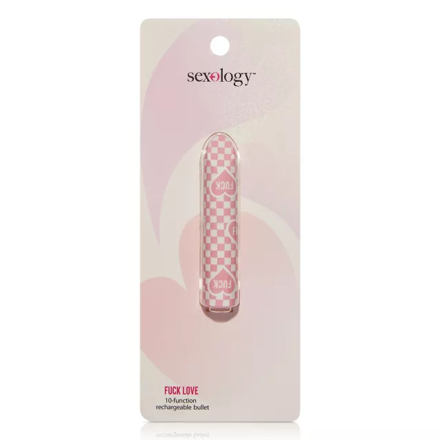 Fuck Love 10-Function Pink Checkered Rechargeable Vibrator 3.5 Inch - Sexology at Spencer's