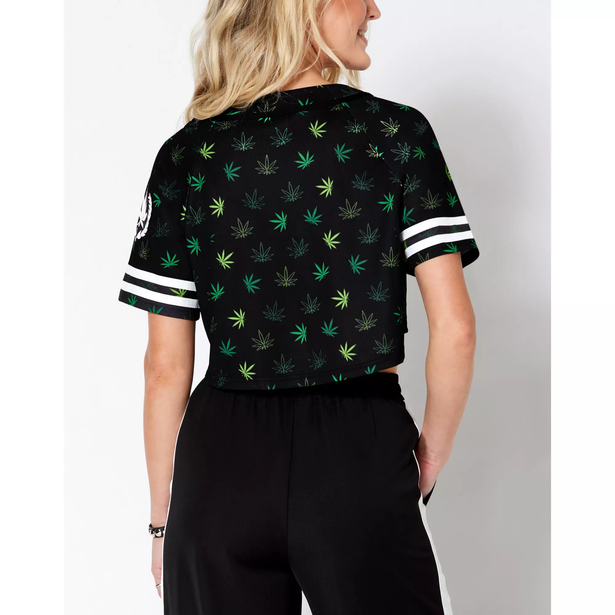 Stoned Weed Leaf Cropped Jersey at Spencer's